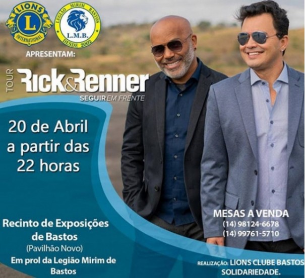 Rick e Renner fazem show solidrio em Bastos neste sbado