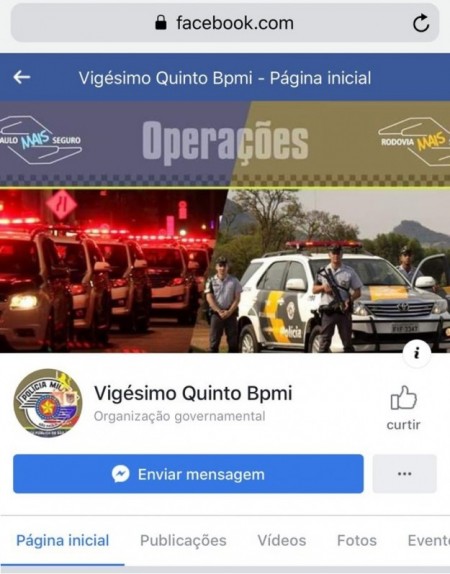 25º BPM/I mantém página oficial no Facebook