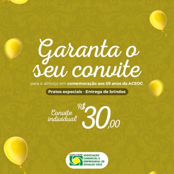 Aceoc prepara evento para comemorar seus 59 anos