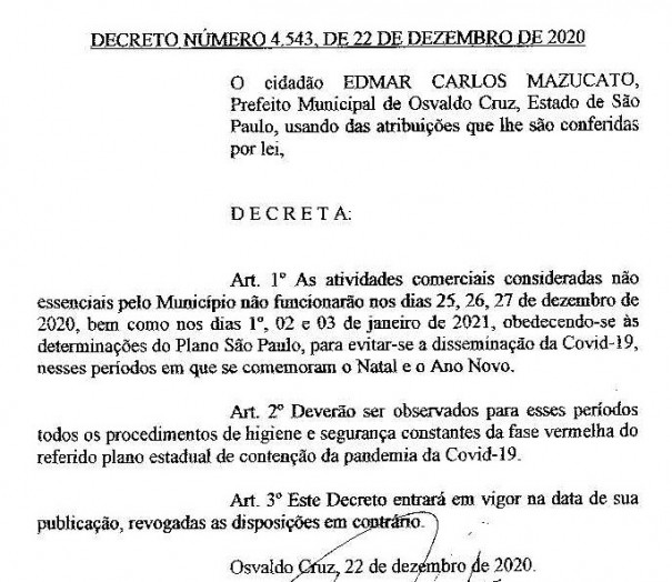 Prefeitura de Osvaldo Cruz adequa medidas locais ao Plano So Paulo de enfrentamento  pandemia