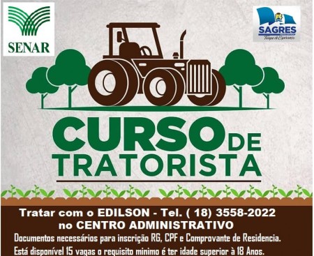 SENAR oferece curso de Tratorista para moradores de Sagres