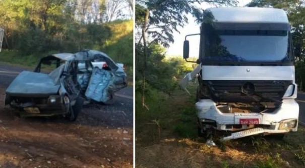 Acidente entre carro e caminho mata duas pessoas na Plcido Rocha, trecho de Valparaso