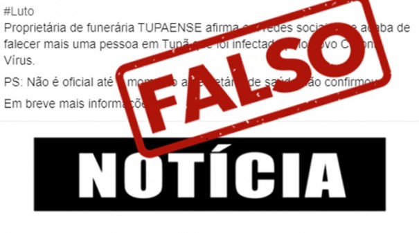  fake informao de que pessoa teria morrido por coronavrus em Tup