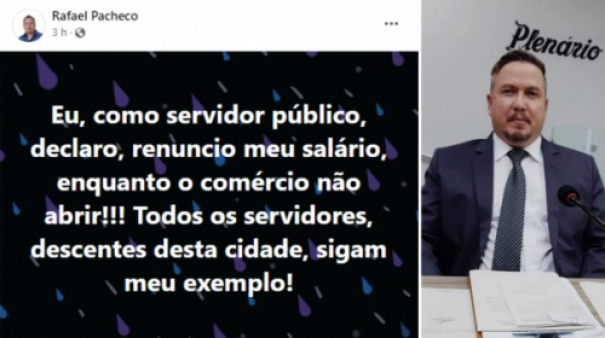 Vereador de Adamantina publica que abre mo de sua remunerao enquanto comrcio no abrir