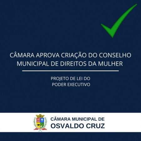 Câmara de Osvaldo Cruz aprova criação do Conselho Municipal dos Direitos da Mulher