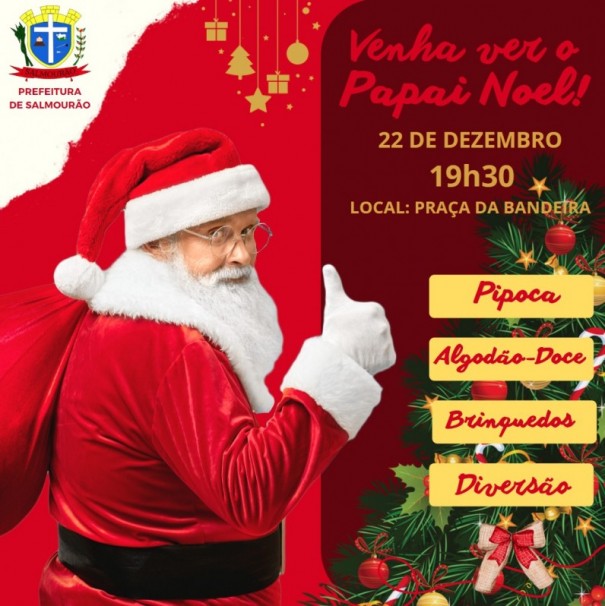 Prefeitura de Salmouro realiza 'Chegada do Papai Noel' nesta quinta-feira