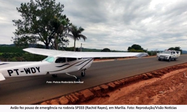 Avio que tinha Presidente Prudente como destino, tem pane e faz pouso forado em rodovia em Marlia