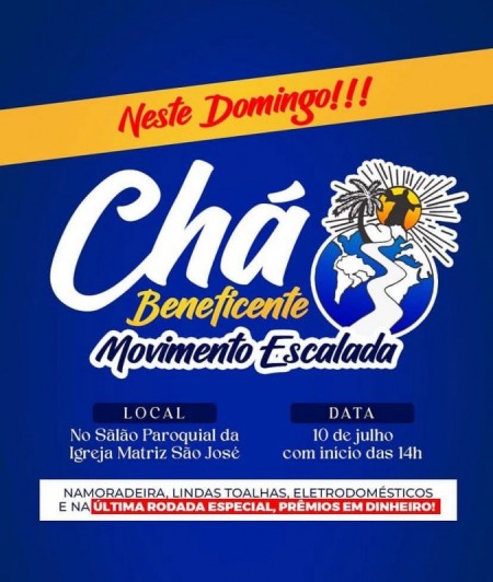 Movimento Escalada realiza Chá Beneficente neste final de semana