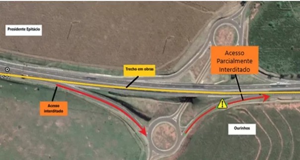 Manuteno na Rodovia Raposo Tavares, em Caiu, provoca fechamentos de pista e alas de acesso