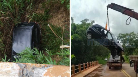 Motorista fica ferido após carro cair de ponte na vicinal que liga Tupã a Juliânia