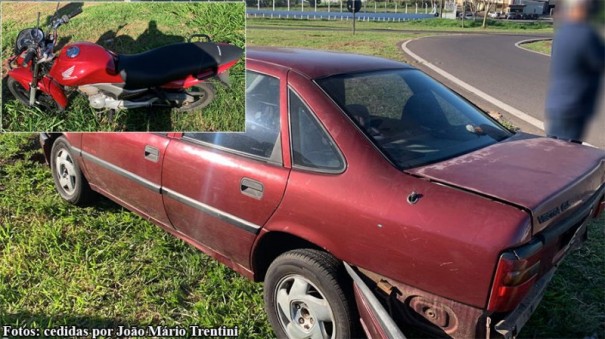 Acidente entre moto e carro na SP-294, no trevo de Tup