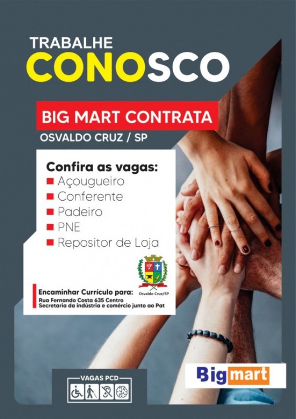 Rede BIG Mart est com vrias oportunidades de emprego disponveis	