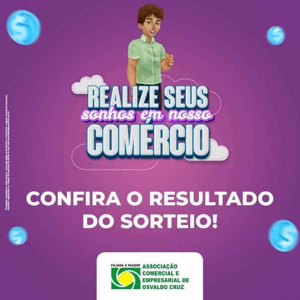 Confira o resultado do 7 sorteio da Campanha 'Realize seus sonhos em nosso comrcio'