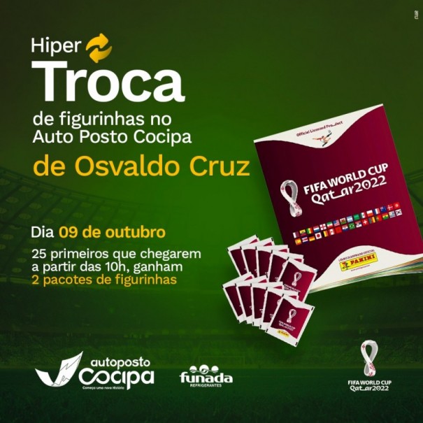 Posto Cocipa de Osvaldo Cruz promove a 'Hiper Troca de Figurinhas da Copa'