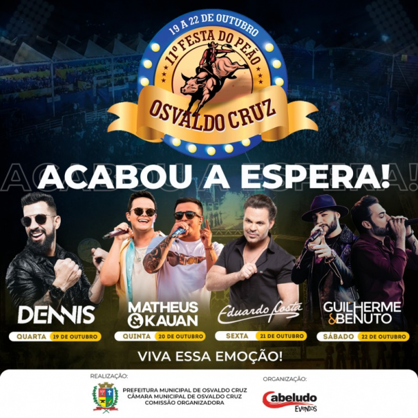 Confira a grade de shows da 11 Festa do Peo de Osvaldo Cruz