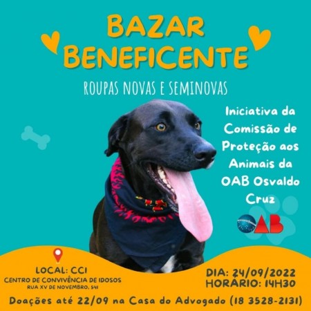 Comissão de Proteção aos Animais da OAB de OC realiza Bazar Beneficente