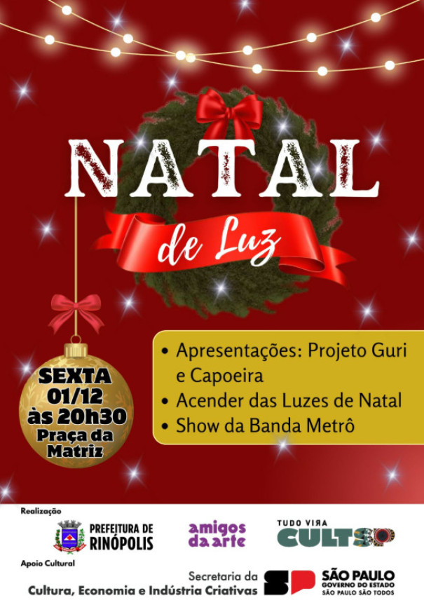 Prefeitura de Rinópolis realiza nesta sexta-feira (01) o Natal de Luz 