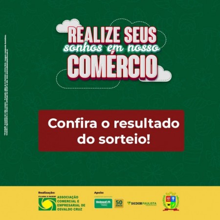 Confira os ganhadores do último sorteio da campanha 'Realize Seus Sonhos em Nosso Comércio'