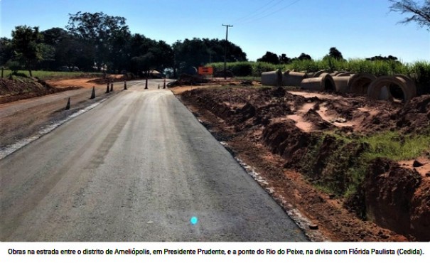 Obra da estrada que liga Prudente a Flrida Paulista atinge 40% de execuo