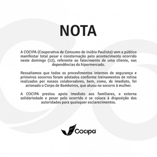 Cocipa emite nota sobre caso de cliente que morreu nas dependencias do local