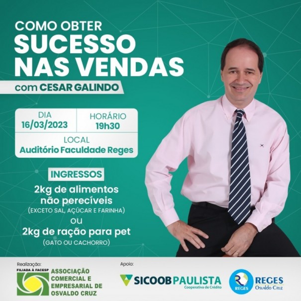 ACEOC realiza hoje palestra 'Como obter sucesso nas vendas'