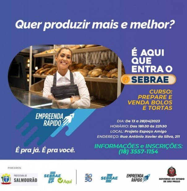 Prefeitura de Salmouro e SEBRAE realizam curso de Preparao e Venda de Bolos e Tortas