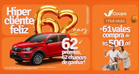 Cocipa inicia campanha hiper cliente feliz; aÃ§Ã£o darÃ¡ um Fiat Mobi e mais de 61 vales-compras