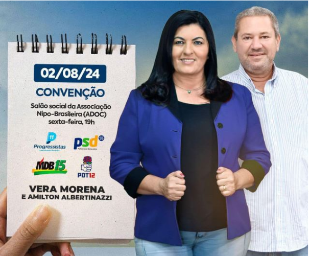 Convenção deve confirmar a candidatura da atual Prefeita Vera Morena e do atual vice, Amilton Albertinazzi, em Osvaldo Cruz