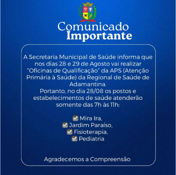 Oficinas de Qualificação da APS alteram horário de atendimento das Unidades de Saúde de OC