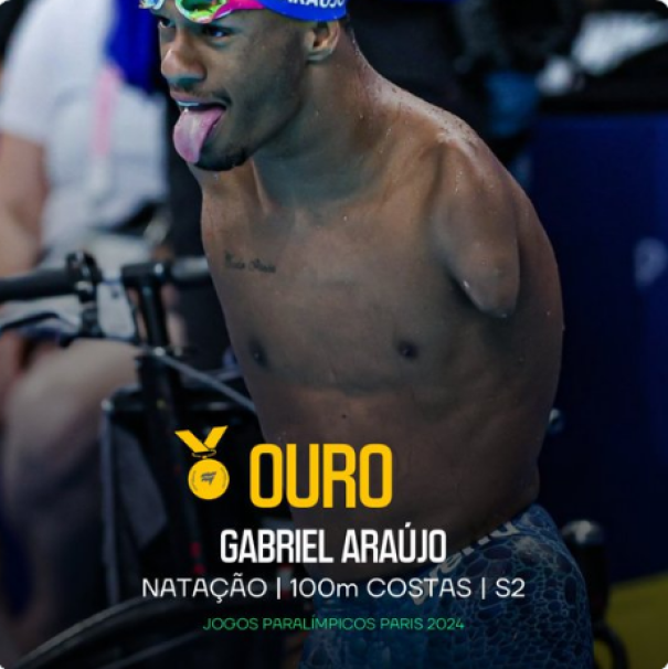 Nadador Gabriel Araújo conquista 1º ouro do Brasil na Paralimpíada