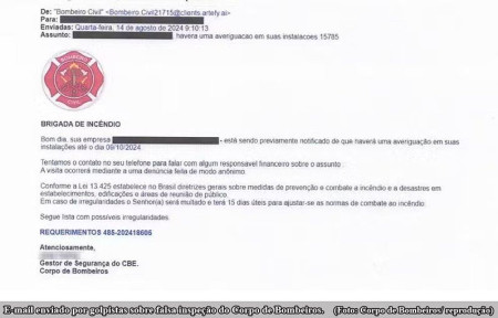 Corpo de Bombeiros alerta sobre golpe envolvendo falsas visitas e pagamentos de multas