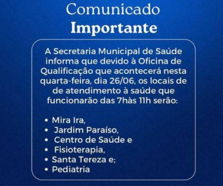 Nova etapa de curso de atendimento altera funcionamento da rede de SaÃºde em Osvaldo Cruz nesta semana 