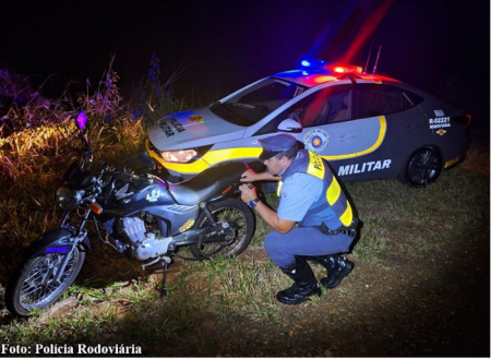 Motocicleta furtada Ã© localizada pela PolÃ­cia RodoviÃ¡ria na rodovia SP-613