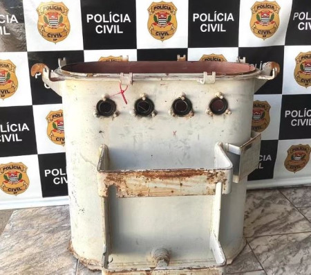 PolÃ­cia Civil recupera transformador de energia elÃ©trica furtado da Sabesp, em Adamantina