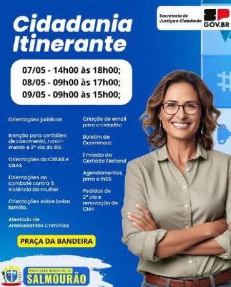 Prefeitura de SalmourÃ£o e Governo do Estado realizam Programa Cidadania Itinerante