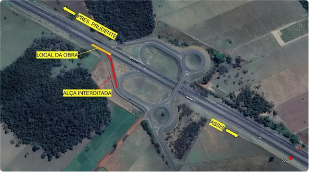 Obras no trânsito interditam alça de saída da Rodovia Raposo Tavares, em Rancharia