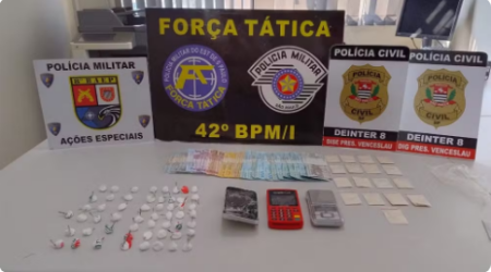 OperaÃ§Ã£o prende homem em flagrante por trÃ¡fico de droga e apreende mais de 70 porÃ§Ãµes de cocaÃ­na, em Presidente Venceslau