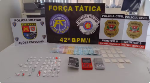 Operação prende homem em flagrante por tráfico de droga e apreende mais de 70 porções de cocaína, em Presidente Venceslau