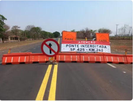 Rodovia Assis Chateaubriand Ã© interditada em Barbosa para obras na ponte sobre o Rio TietÃª