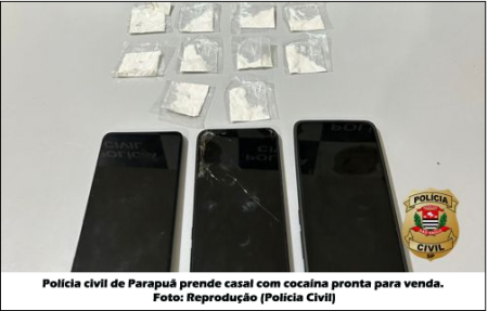 PolÃ­cia civil de ParapuÃ£ prende casal com cocaÃ­na pronta para venda