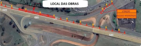 Obras no asfalto causam interdiÃ§Ã£o em acesso da Rodovia Homero Severo Lins, em Rancharia