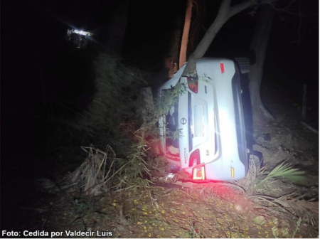 Ãrvore cai na pista e provoca acidente com carro na vicinal que liga Iacri a Bastos