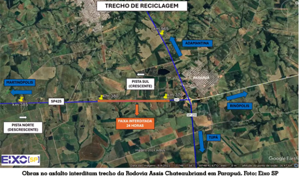 Obras no asfalto interditam por duas semanas trecho da Rodovia Assis Chateaubriand em Parapuã