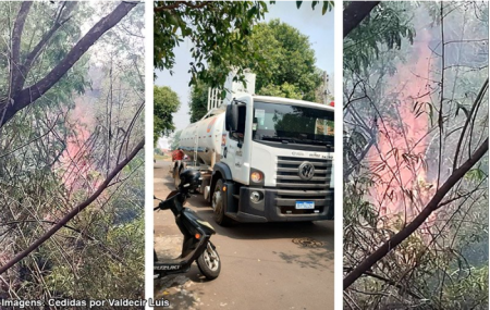 IncÃªndio destrÃ³i vegetaÃ§Ã£o na Ã¡rea urbana de Bastos (SP)