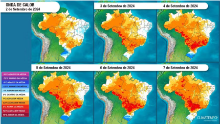 Onda de calor comeÃ§a nessa semana e deve levar setembro a bater recordes histÃ³ricos; veja previsÃ£o do tempo pelo Brasil