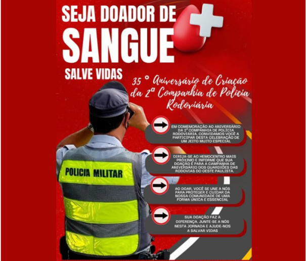 Companhia da Polícia Rodoviária comemora aniversário com Campanha de Doação de Sangue