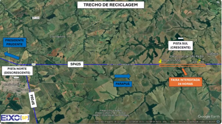 Obras no asfalto da Rodovia Assis Chateaubriand prosseguem atÃ© 23 de setembro no trecho entre MartinÃ³polis e ParapuÃ£