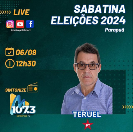 RÃ¡dio MetrÃ³pole FM realiza sabatinas com os candidatos Ã  Prefeitura de ParapuÃ£