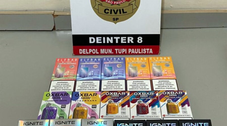 PolÃ­cia Civil cumpre mandado de busca e apreensÃ£o contra comÃ©rcio ilegal de cigarros eletrÃ´nicos em Tupi Paulista 