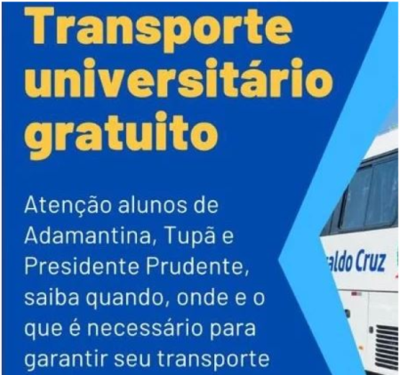 InscriÃ§Ãµes para o transporte gratuito de universitÃ¡rios e alunos de cursos tÃ©cnicos comeÃ§aram em Osvaldo Cruz